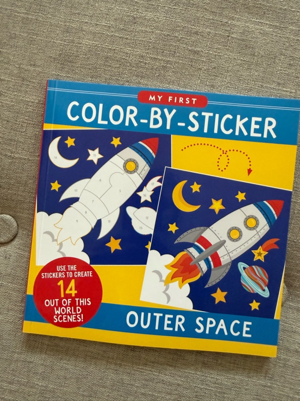 Color-By-Sticker Outer Space - Kids Activity Book (Blue/Yellow)